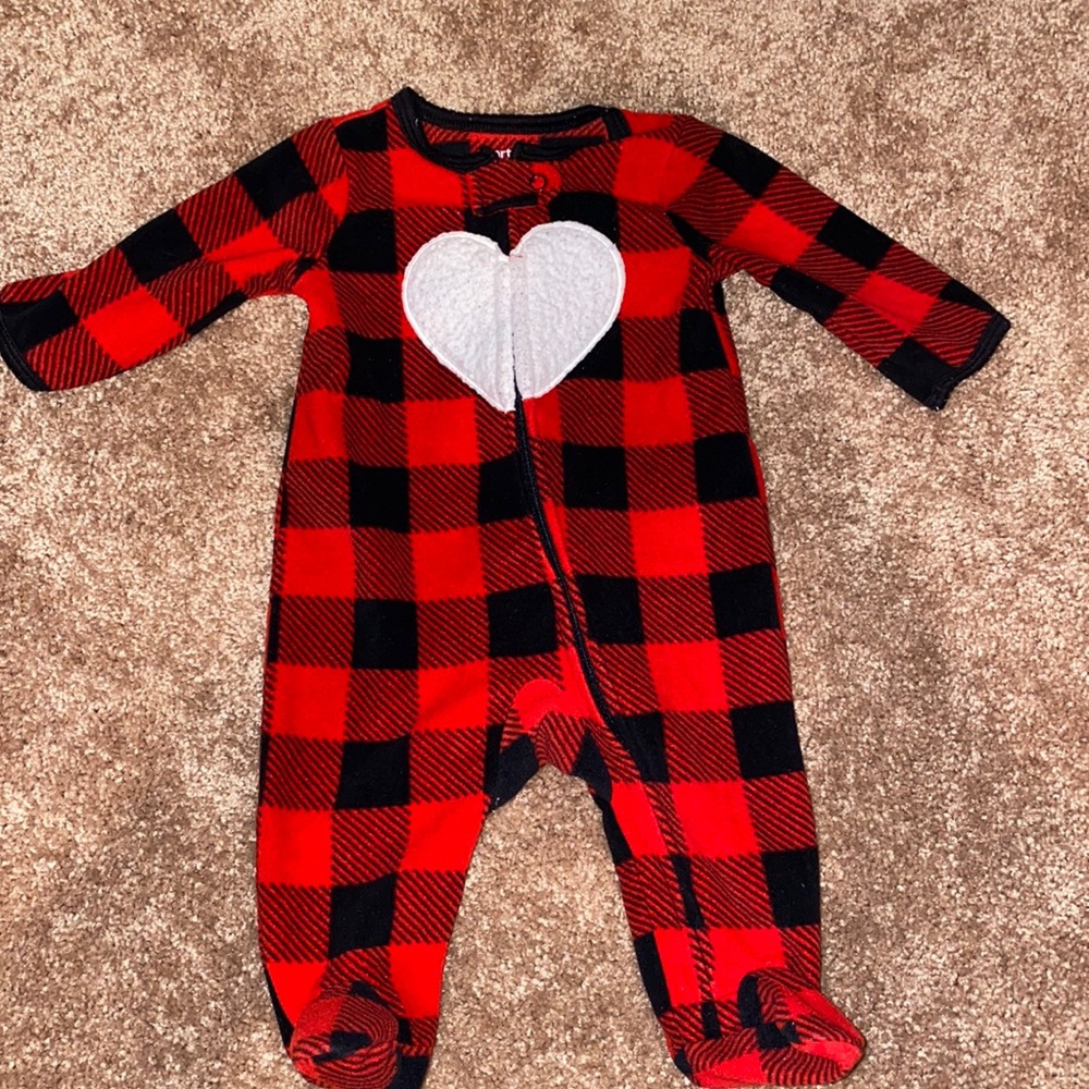 Plaid fleece footie